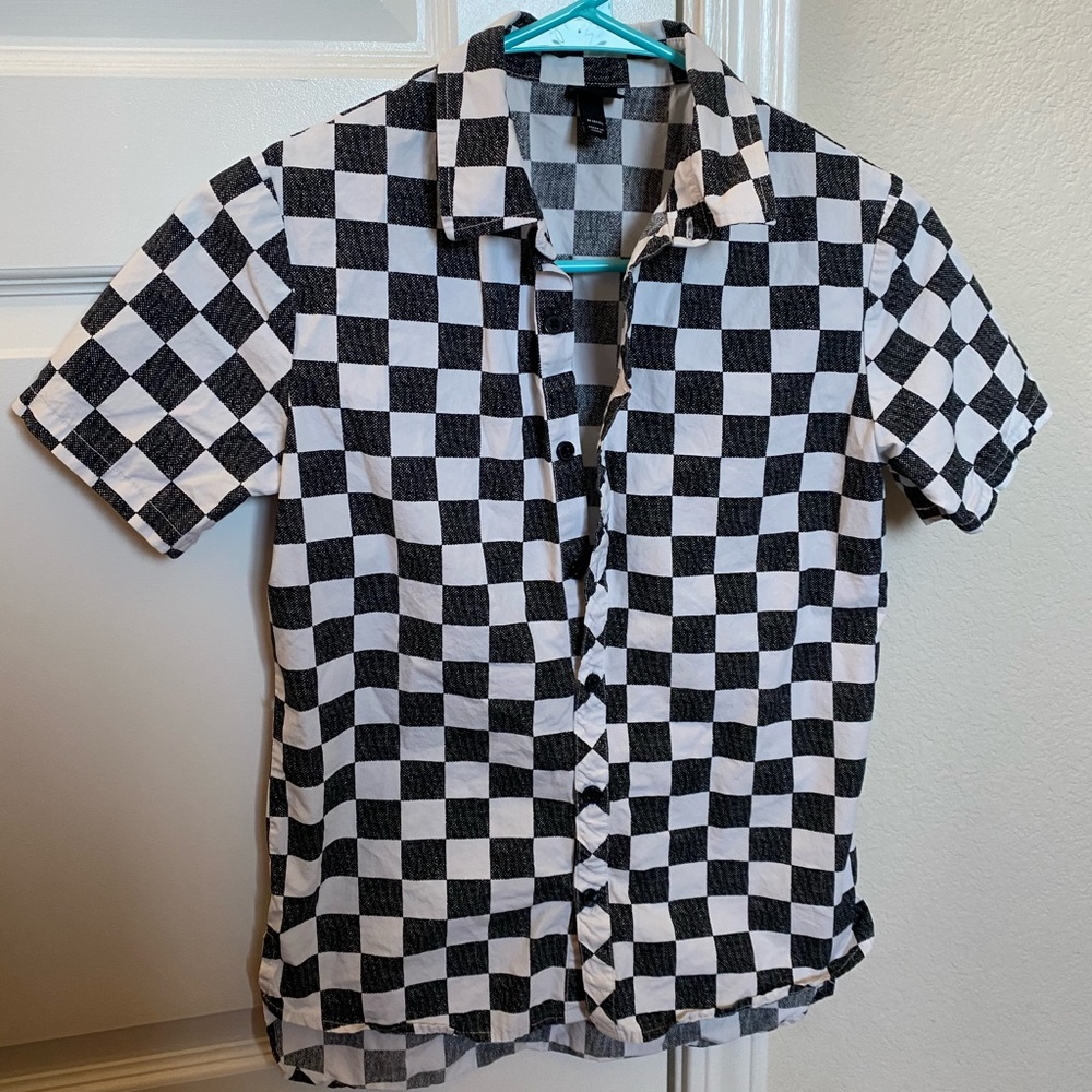 Art class classic checker button down shirt